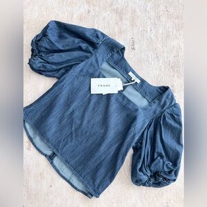 NWT Frame Denim square neck puff sleeve top